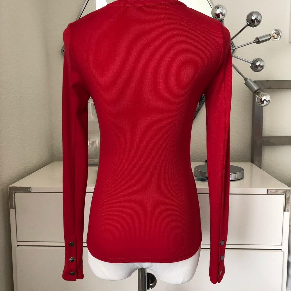 Premium Asos Basic Small Red Long Sleeve Top - image 4